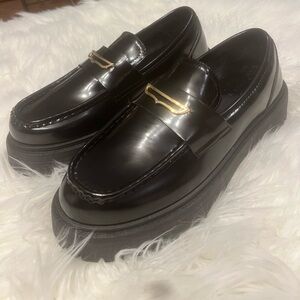 ASOS Design chunky loafers in black with snaffle.